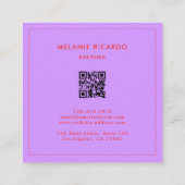 ミニマリスト パープル & レッド ストライプ QR コード ベーカリー スクエア名刺 (裏面)