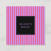 ミニマリスト パープル & レッド ストライプ QR コード ベーカリー スクエア名刺 (正面)