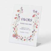 ミニマリスト パープル ワイルドフラワー ブライダル シャワー フェイバー 台座サイン (正面)