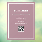 ミニマリスト ビジネス オフィス ホワイト ダスティ ローズ QRコード ウィンドウサイン (シート3)