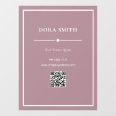 ミニマリスト ビジネス オフィス ホワイト ダスティ ローズ QRコード ウィンドウサイン (シート)