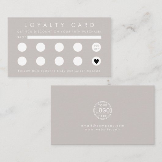 ミニマリスト・ビジネス・ロゴ・プロフェッショナル会社 ロイヤリティカード (正面/裏面)