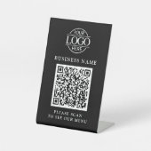 ミニマリスト ビジネス ロゴ QR コード メニュー 非接触 台座サイン (正面)