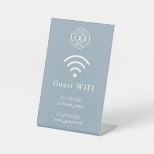 ミニマリスト ビジネス ロゴ WiFi パスワード & ネットワーク 台座サイン