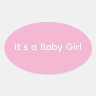 ミニマリスト ピンクとホワイト 赤ちゃんが産まれました 女の子 楕円形シール