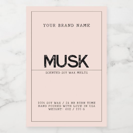 ミニマリスト ピンクのチークカラー 現代的でエレガントな大豆ワックス メルト フードラベル (シングルラベル)
