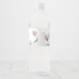 ミニマリスト・ピンクの花柄 カップル用水筒ラベル ペットボトルラベル