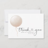ミニマリスト ピンクの風船 スクリプト ハート 誕生日 サンキューカード (正面)