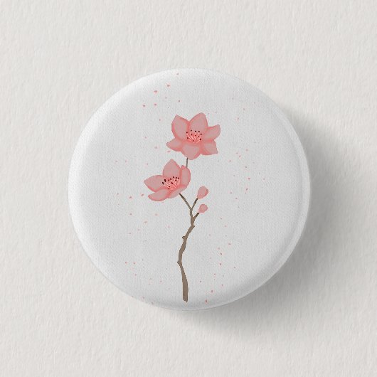 ミニマリスト ピンクサクラ 桜の花 フラワーアートP 缶バッジ (正面)