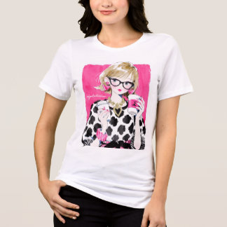 ミニマリスト ピンク コーヒーガール グラフィックTシャツ トライブレンドTシャツ