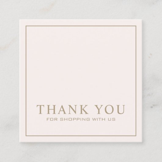 ミニマリスト·ピンク·サンキュ·ユー·ロゴ·スクエア·ビジネス·カー スクエア名刺 (正面)
