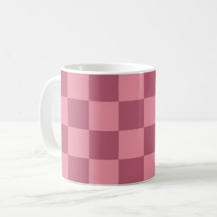 ミニマリスト ピンク チェッカーボード パターン コーヒーマグカップ