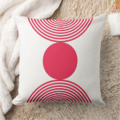 ミニマリスト ピンク & ホワイト サークル パターン クッション (ブランケット)