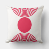 ミニマリスト ピンク & ホワイト サークル パターン クッション (正面)