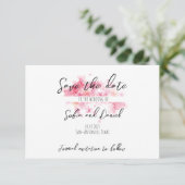 ミニマリスト ピンク 結婚式 写真付き Save The Date カード (スタンド正面)