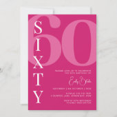 ミニマリスト ピンク 60歳 誕生日パーティー 招待状 (正面)