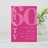 ミニマリスト ピンク 60歳 誕生日パーティー 招待状 (スタンド正面)
