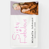 ミニマリスト ピンク 60 & ファビュラス 60歳の誕生日パーティー 横断幕 (縦)