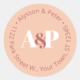 ミニマリスト ピーチ バーン シエナ 返送先住所ラベル ラウンドシール