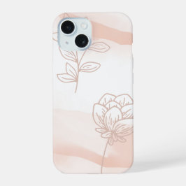 「ミニマリスト ピーチ フローラル」iPhone 15 スリムフィットケース iPhone 15ケース