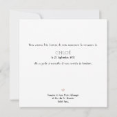 ミニマリスト·フェアール·パート·ド·ナイスタンス·フィル·カード 招待状 (裏面)