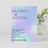 ミニマリスト フェイク ホログラフィック ウェディング 招待状 (スタンド正面)