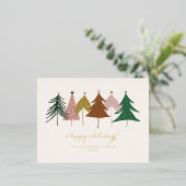 ミニマリスト フェスティブ クリスマス ツリー 箔シーズンポストカード (立ち正面)