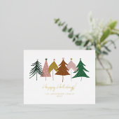 ミニマリスト フェスティブ クリスマス ツリー 箔シーズンポストカード (立ち正面)