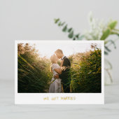 ミニマリスト フォト ゴールド モダン ウェディング レセプション 箔招待状 (立ち正面)