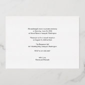 ミニマリスト フォト ゴールド モダン ウェディング レセプション 箔招待状 (裏面)