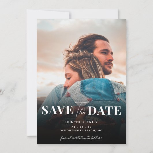 ミニマリスト フォト デジタル セーブ ザ デート ウェディング 招待状 (正面)