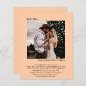 ミニマリスト フォト ピーチ BUDGET 結婚式招待状 (正面/裏面)