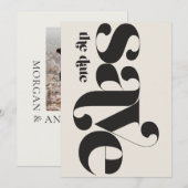 ミニマリスト フォト ブラック クリーム セーブザデート (正面/裏面)