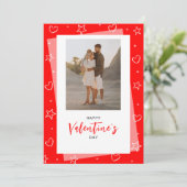 ミニマリスト フォト レッド バレンタインデー シーズンカード (スタンド正面)