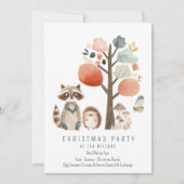 ミニマリスト フォレスト アニマルズ クリスマス パーティー 招待状 (正面)