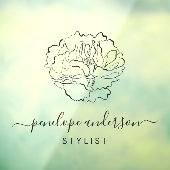 ミニマリスト フラワーライン アート タイポグラフィー ブラック ウィンドウサイン (シート3)