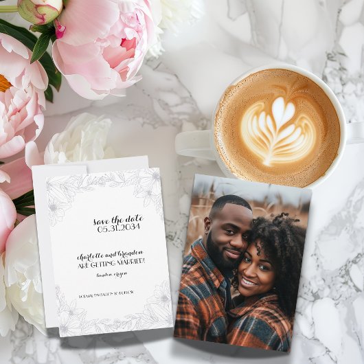 ミニマリスト フラワー ウェディング フォト セーブ ザ デート セーブザデート