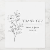 ミニマリスト フラワー ウェディング ワイン ラベル (シングルラベル)