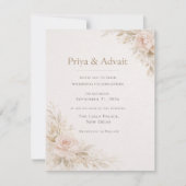 ミニマリスト フラワー ウェディング 招待状 (正面)