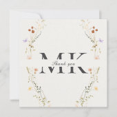 ミニマリスト フラワー スクエア サンクス カード (正面)
