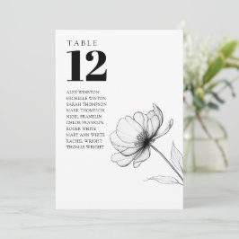 ミニマリスト フラワー テーブル ナンバー シーティング チャート 招待状