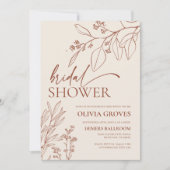 ミニマリスト フラワー ブライダル シャワー 招待状 (正面)