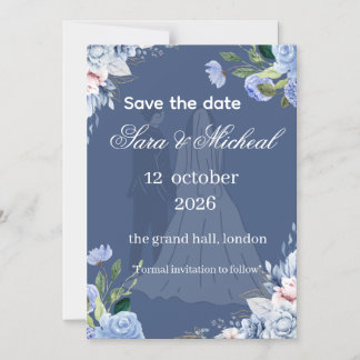 ミニマリスト フラワー ユーカリプタス Save the Date カード