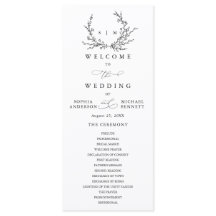 ミニマリスト フラワー ラインアート 結婚式プログラム