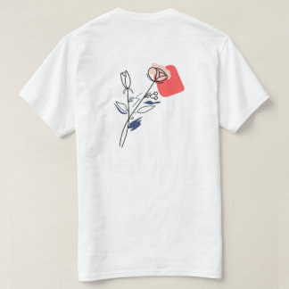 ミニマリスト フラワー ラインアート Tシャツ