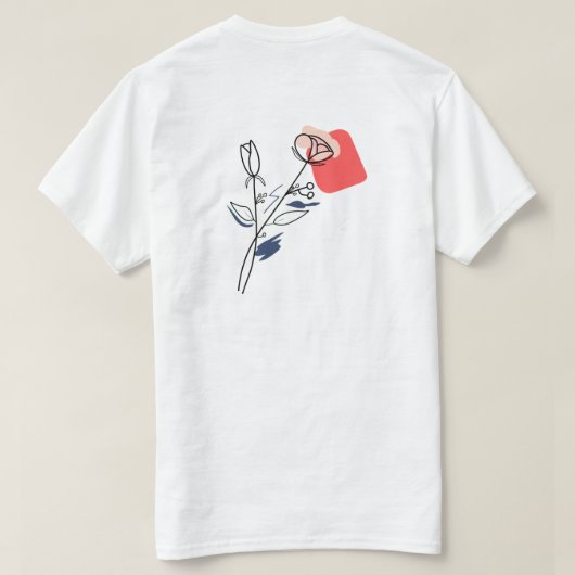 ミニマリスト フラワー ラインアート Tシャツ (デザイン裏面)