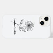 ミニマリスト フラワー ライン ドローイング 名前入り Case-Mate iPhoneケース (裏面 (横))