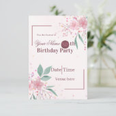 ミニマリスト フラワー 誕生日 インビテーション (スタンド正面)