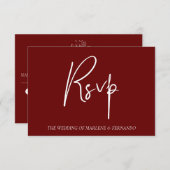 ミニマリスト フラワー RSVP カード (正面/裏面)