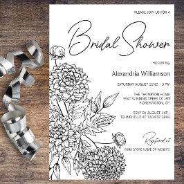 ミニマリスト フローラル ブライダル シャワー 招待状